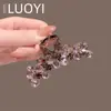 Novo Presilha de Cabelo de Cristal Rosa de Luxo 2025 para Mulheres, Fashionable Presilha de Tubarão para Meio Preso Acessório de Cabelo