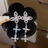 Pendientes de Borla con Forma de Flor de Hielo y Gota de Agua con Piedras Preciosas Austriacas, Pendientes de Lujo de Alta Gama para Banquetes, Sensación de Lujo Ligero y Alta Gama