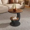 Mesa de Centro Color Nogal de Lujo Ligero Estilo Medieval para Sala de Estar, Mesa de Café Ovalada para Uso en Casa, Mesa de Centro Pequeña de Combinación Moderna Simple, Modelo Nuevo