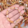 Seda Dorada Natural de Xinjiang Jade Esmeralda de Tianshan Círculo Único Bambú Durazno Pulsera de Regalo de Alta Calidad Accesorios de Nicho para Niña
