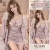 Floral Emotion Almohadilla para Sujetador Marina Encaje Estilo Puro Deseo Satén Encaje Espalda Descubierta Tirante Tentación Adornado Conjunto de Bata a Juego A543