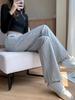 Pantalones deportivos de pierna ancha para mujer, de primavera y otoño, nuevos, de cintura alta, holgados, rectos, con piernas gruesas, adelgazantes, combinables, informales.