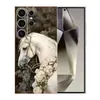 Adequado para capa de celular Samsung S26 Ultra, capa protetora A57, capa macia de TPU floral S24, S25 PLUS design de cavalo branco