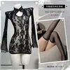 Lencería Sexy Floral Marina Nuevo Estilo Chino Rasgable Transparente Jacquard Estilo Puro Deseo Malla Cheongsam Conjunto Uniforme A1141