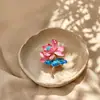 Broche Antigo de Esmalte com Gotejamento de Óleo de Lótus para Mulheres, Broche de Corsage Requintado e de Alto Padrão Retrô, Acessórios para Cheongsam da Dinastia Han