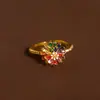 Anillos de Flores Coloridos para Mujer, Lujo Ligero y Sensación de Alta Gama, Nuevo Modelo 2026 Diseño de Anillo Abierto, Anillo de Dedo Índice de Nicho, Anillo Exquisito