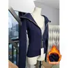 Chamarra Sudadera Azul Marino Ajustada que Ceñe la Cintura para Mujer, Estilo Coreano de Primavera, Hombro Normal Ajustada, Ropa Corta para Yoga