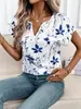Nuevo Estilo Europeo y Americano Transfronterizo Amazon Aliexpress Sitio Independiente Cuello en V Estampado Holgado Moda Top de Manga Corta