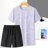 Traje de seda gelada de secagem rápida feminino verão novo corrida esportes casual respirável secagem rápida shorts traje shorts soltos femininos