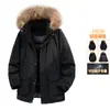 Invierno Nuevo Modelo Nuevo Estándar Nacional Chaqueta de Plumas Parka para Hombre Ropa de Trabajo Moda Cuello de Piel Pluma de Pato Blanca Abrigo Cálido para Pareja