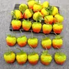 Fresa de simulación de plástico, molde pequeño de fresa con hojas, modelo de fruta falsa, decoración de vitrina, accesorios para fotografía