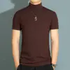 Camiseta de Manga Corta con Cuello Medio Alto para Hombre, Camiseta tipo Seda, Camiseta de Moda de Manga Corta con Cuello Medio Alto para Hombre