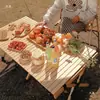 Mesa para Rolinho de Ovo em Madeira de Faia, Mesa Dobrável Portátil de Madeira Maciça para Piqueniques ao Ar Livre, Conjunto de Cadeiras de Camping, Equipamentos e Suprimentos de Camping