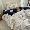 Conjunto de quatro peças em veludo de leite estilo princesa francesa Classe A, conjunto de três peças em veludo de bebê espessado com renda coreana fresco e fresh