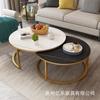 Mesa de té de placa de roca italiana mesa de té redonda de tamaño simple moderno con combinación integrada de gabinete lujo ligero sala de estar casillero
