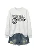 Mamá de Voleibol Amazon Ebay Estación Independiente Moda Versátil Deportes Sudadera para Mujer Otoño e Invierno Camiseta Interior