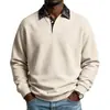 2026 Moleton Polo Casual Masculino de Manga Longa Estilo Americano Outono/Inverno Peso Pesado Casual Tendência Blusa Color Block