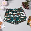 12288 Verão Europeu e Americano Nova Chegada Malha Alta Elasticidade Estampa Camuflada Casual Justo na Cintura Baixa Apertado Shorts Feminino