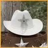 Sombrero de Moda de Lujo para Mujer Más Vendido Transfronterizo Sombrero de Mezclilla con Borlas para el Día de la Independencia Sombrero con Estrella de Cinco Puntas Incrustada de Diamantes
