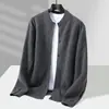 Cárdigan 100% Lana Pura para Hombre Cuello Alto Botones Simple Holgado Otoño/Invierno Nuevo Tejido Grueso Chaqueta Suéter