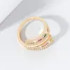 Anillo Abierto de Colores con Circonitas Diamantadas de Nuevo Estilo Transfronterizo con Acabado de Alta Gama, Diseño de Nicho, Lujo Ligero Coreano, Anillo Simple y Exquisito para Mujer