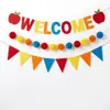 Exclusivo para ventas transfronterizas: Decoración de regreso a clases banderín de fieltro de manzana juego de banderas BIENVENIDO DE REGRESO A LA ESCUELA