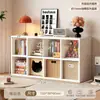 Gabinete de rejilla de madera maciza, librero bajo de pie, gabinete lateral para sala de estar, gabinete de almacenamiento de seis compartimentos, estantería de almacenamiento integrada para pared
