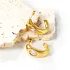 Pendientes de Acero Inoxidable de Alto Gama con Forma de C, Estilo Coreano de Moda, Pendientes de Acero Inoxidable de Moda de Nicho para Mujer, Pendientes Chapados en Oro de 18 Quilates al por Mayor