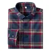 Camisa de algodón 100% cepillado, camisa casual de negocios de manga larga para hombre, camisa de cuadros de algodón puro retro de alta calidad, venta al por mayor de fábrica