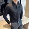 Camisa de Manga Larga Lisa Ajustada para Hombre, Estilo Coreano Casual con Cuello mao 2026, Top Formal Juvenil de Cuello Redondo