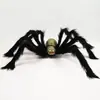Decoración de Halloween Escena de Araña Atrezzo de Atmósfera Esqueleto de Peluche Realista Cabeza de Fantasma Araña Araña Negra Juguete