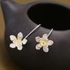 Brincos de prata de lei s925 brincos artesanato tailandês moda flor elegante cheios de brincos de prata de lei atacado joias de prata