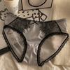 Braguitas Semi-Transparentes de Encaje para Pestañas de Cintura Baja para Niñas Jóvenes, Estilo Fino Transpirable con Refuerzo de Algodón, Refuerzo de Algodón Puro de Cintura Media