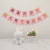 Bandera de feliz cumpleaños decoración de fiesta diseño de escena niño y niña de un año accesorios para fotos infantiles bandera colorida