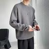 Outono e Inverno Ins Cor Pura Gola Redonda Tricô Masculino Estilo K Versátil Solto Branco Suéter de Tricô Manga Longa Camisa Básica