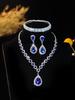 Suministro transfronterizo de Europa y Estados Unidos conjunto de joyería de collar y pendientes de cristal con forma de gota de agua de color blanco cálido azul verde rojo juego de 4 piezas