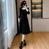 Elegante y estilizado vestido largo de manga larga estilo francés transfronterizo, falda larga línea A de alta gama para otoño e invierno 2026