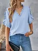 Comercio electrónico transfronterizo, blusa de cuello en V con volantes para mujer de talla grande, con mangas de volantes y un top de gasa holgado, disponible en Amazon