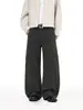 Feng She Roupa Masculina / Calça Casual de Trabalho com Múltiplos Bolsos Estilo Americano Perna Curva para Homens e Mulheres Calças Retrô Largas de Perna Reta Perna Larga Comprimento Total