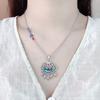 Colgante de borla de loto azul quemado estilo nacional chino para mujer, elegante colgante con personalidad retro, collar de moda nacional, joyería plateada.