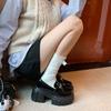Primavera 2025 Nuevos Mocasines de Plataforma de Piel Genuina Zapatos Pequeños de Piel Estilo Británico con Tacón Grueso Zapatos sin Cordones de Tacón Súper Alto