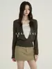 ChuWu STUDIOSuéter de punto de alta calidad para mujer, estilo dos piezas falsas, para primavera y otoño, con cuello de solapa
