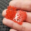 Colgante de jade colgante rojo doble felicidad roca de cuarzo colgante de jade doble felicidad calado colgante rojo pollo pendientes colgante colgante de jade