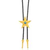 Estilo Cowboy Ocidental Metal Tie Bolo Pingente de Touro Dourado Águia Cavalo Cordão de Couro Trançado Decoração de Pescoço Unissex