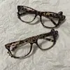 Armação de Óculos Fofa Estilo Retro Estampa de Leopardo Gatinho Millennium Hottie Estilo Y2K Versátil Tartaruga Ídolo Feminino Naoi Rei Mesmo Estilo