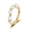 Anillo Irregular de Perla Plateada de Moda Europea y Americana para Mujer, Diseño de Nicho Ins, Anillo Redondo Simple de Perlas con Cordón Elástico