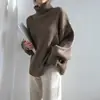Nueva colección de otoño e invierno de ropa para mujer para exportación y ventas transfronterizas: suéteres de cuello alto, tops de punto acanalado de cuello alto estilo retro japonés y prendas básicas para mujer