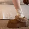 Zapatos de Algodón Cálidos Marrones Retro con Suela Gruesa para Mujer Invierno 2026 Nuevos Antideslizantes Aterciopelados Espesados Retro Zapatos Tipo Birkenstock