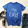 Comercio exterior transfronterizo ropa de primavera y verano para hombres y mujeres letras sé amable estampado simple creativo holgada casual Cuello redondo