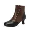 Botas a juego estilo retro con remaches, botas romanas, tacón medio grueso, botas Martin, botas Brock para mujer, tallas grandes 40-50, comercio exterior